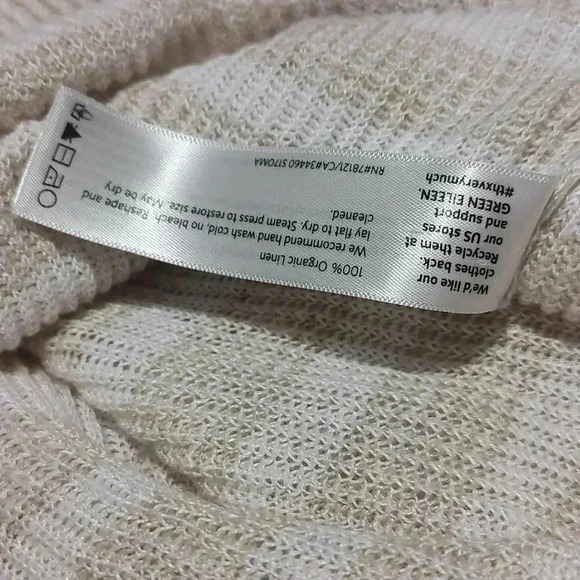 Eileen Fisher Organic Linen Striped Cardigan, Women's, Size: L-xl, Beige - Picture 6 of 6